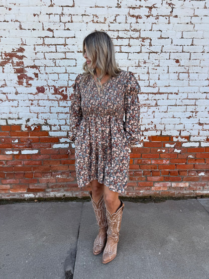 VINTAGE FLOWER PRINT MINI DRESS