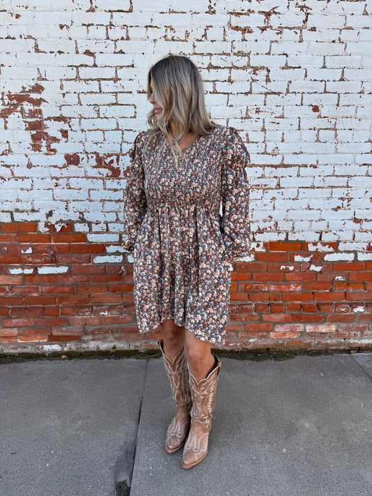 VINTAGE FLOWER PRINT MINI DRESS