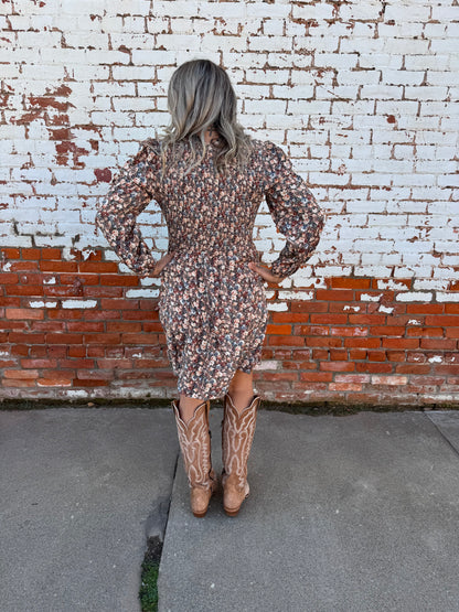 VINTAGE FLOWER PRINT MINI DRESS