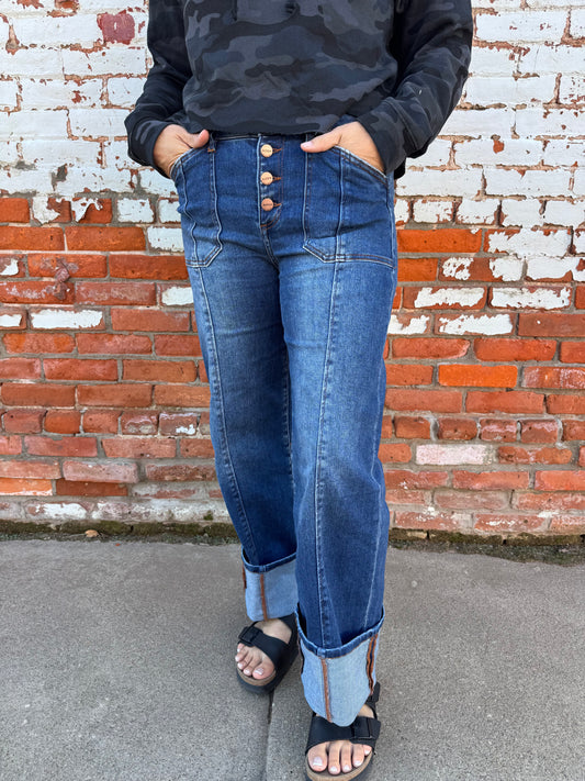 KATHERINE WIDE LEG CUFFED JEANS