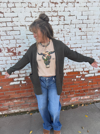 WOOLY WARM WAFFLE CARDIGAN