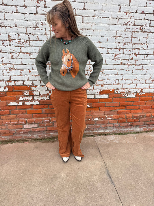 SAMMI STUDDED POCKET CORDUROY PANTS