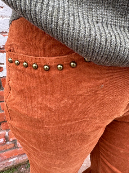 SAMMI STUDDED POCKET CORDUROY PANTS