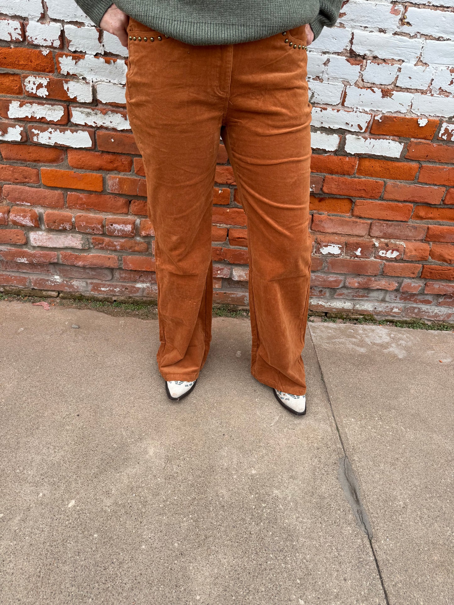 SAMMI STUDDED POCKET CORDUROY PANTS
