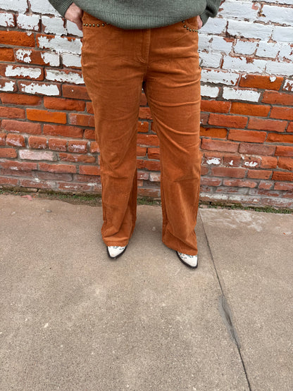 SAMMI STUDDED POCKET CORDUROY PANTS