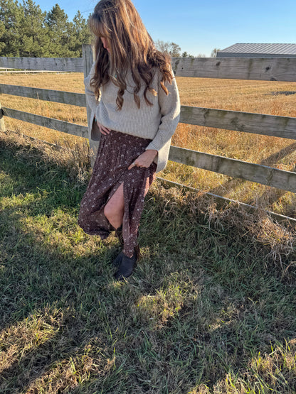 FLORAL TIERED MIDI SKIRT