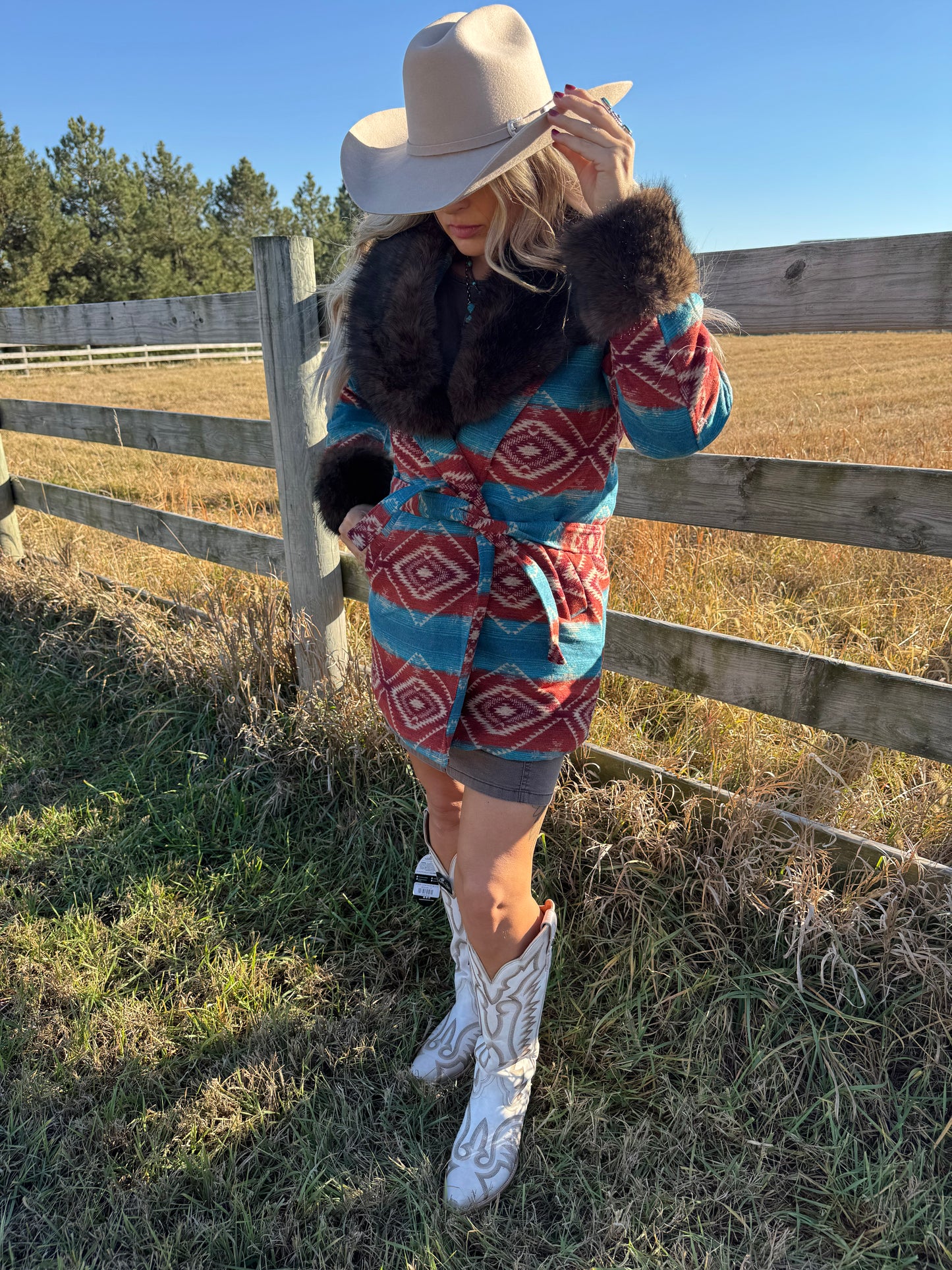 THE JADE AZTEC FUR COAT