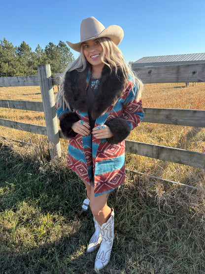 THE JADE AZTEC FUR COAT