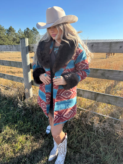 THE JADE AZTEC FUR COAT