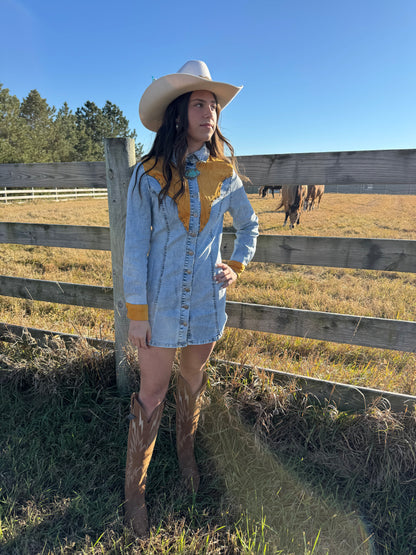 SUNSET RANGE DENIM YOKE DRESS