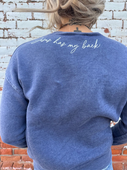 JESUS HAS MY BACK CREWNECK
