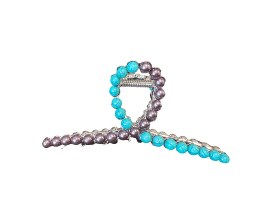 PEARL & TURQUOISE CLAW CLIP