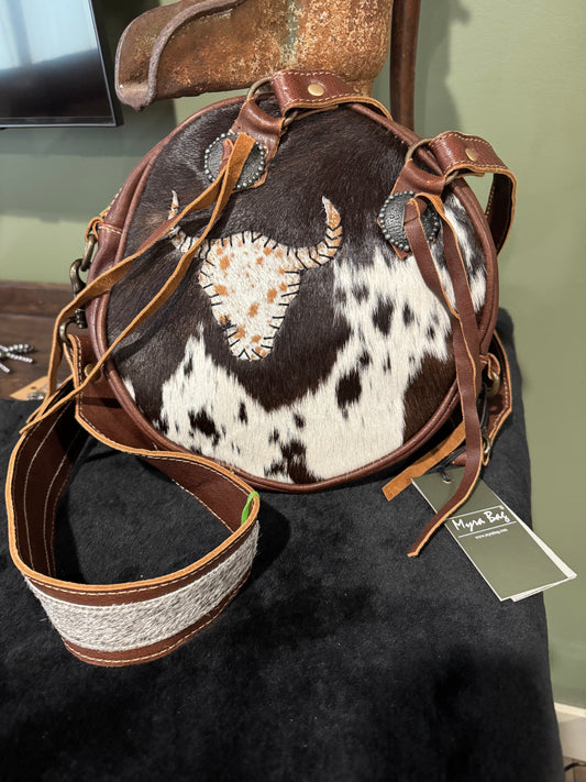 MYRA ROUND STEER HEAD COWHIDE BAG