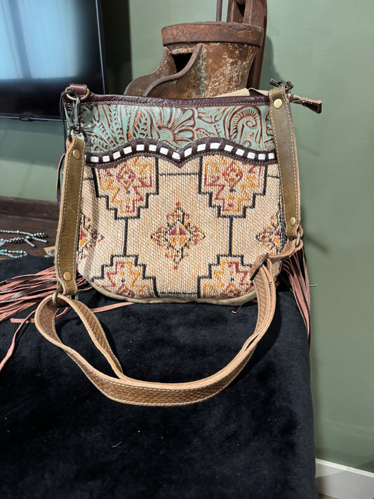 MYRA MISTY BROWN CROSSBODY FRINGE BAG