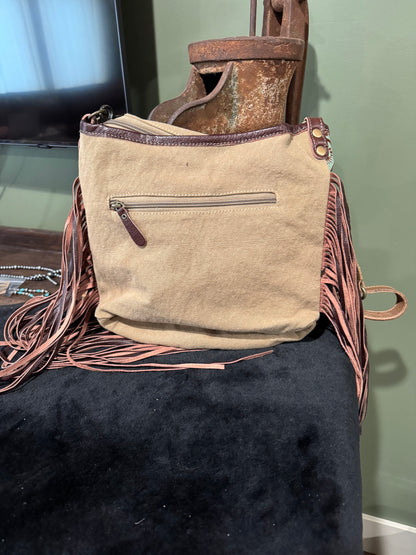 MYRA MISTY BROWN CROSSBODY FRINGE BAG