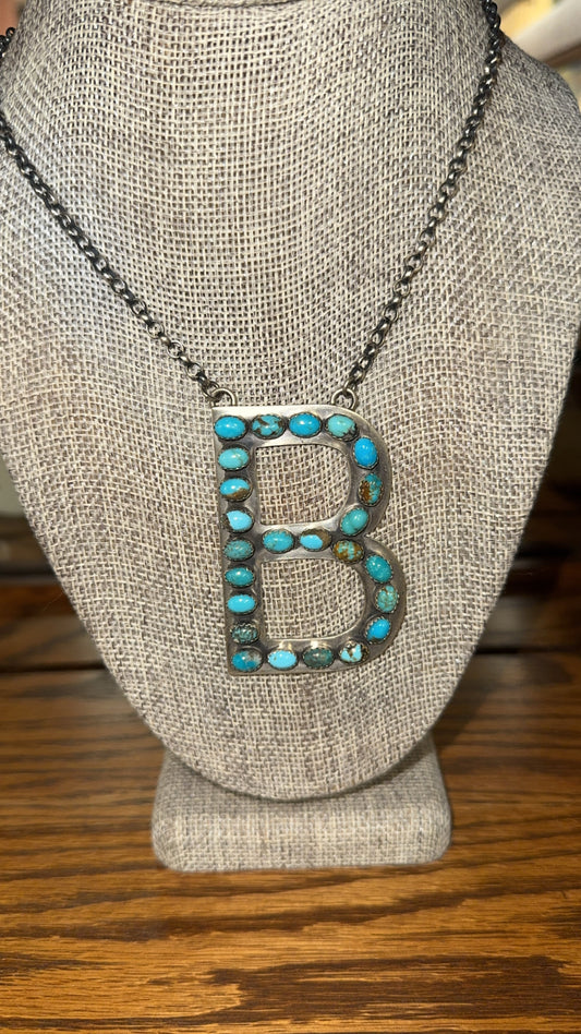 AUTHENTIC NAVAJO LETTER "B" NECKLACE