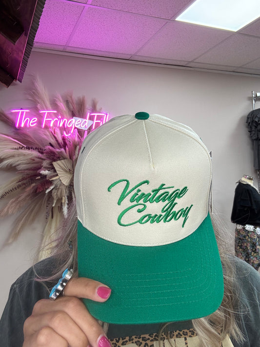 Vintage Cowboy Embroidery Two Tone Baseball Cap