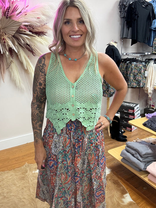CARRIE CROCHET KNIT BOHO VEST