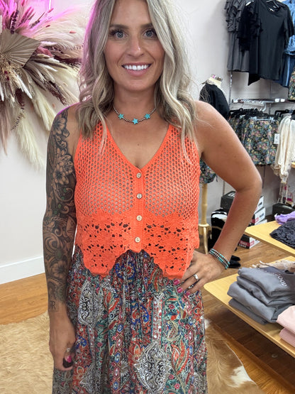 CARRIE CROCHET KNIT BOHO VEST
