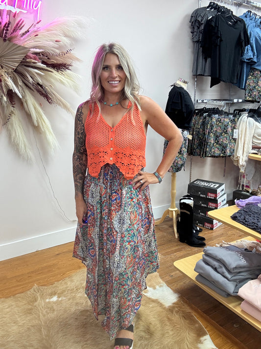 PARKER PAISLEY PRINTED MAXI SKIRT