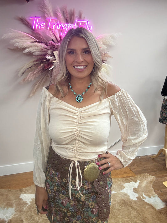 BONNIE-FRONT RUCHED BLOUSE