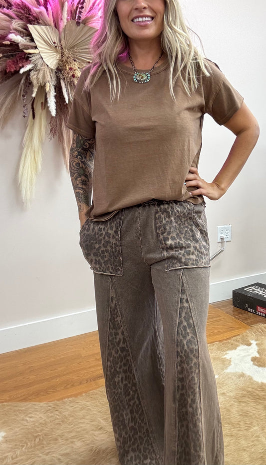 LOLA LEOPARD PRINT FLARE PANTS