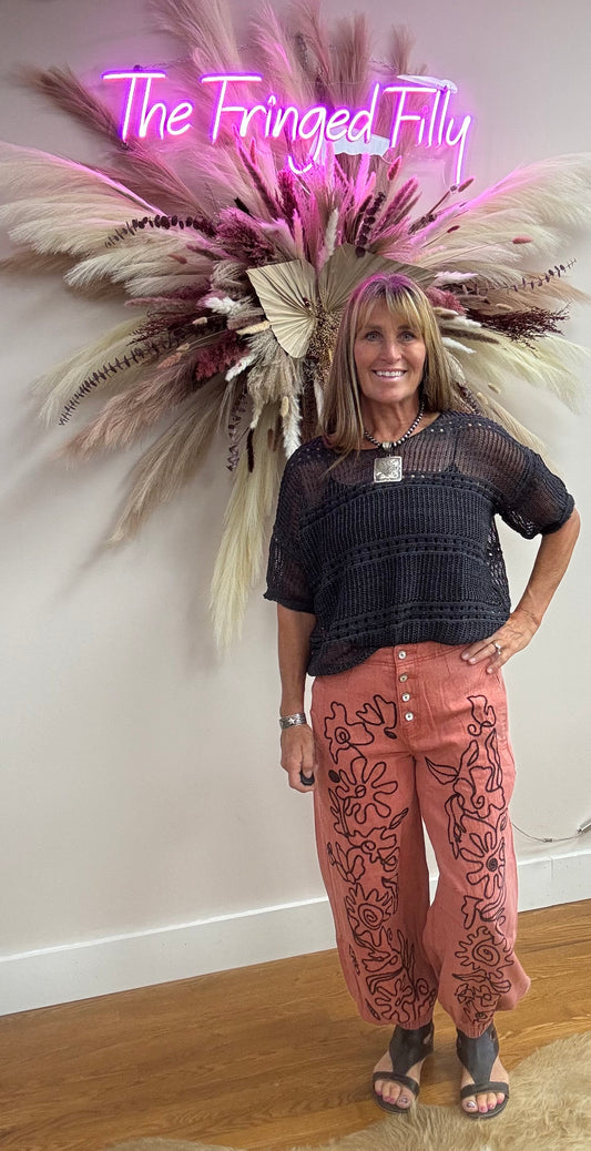 DELANEY FLORAL EMBROIDERED JOGGER PANT