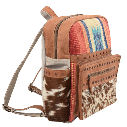 OHLAY- CANVAS AND COWHIDE LADIES BACKPACK