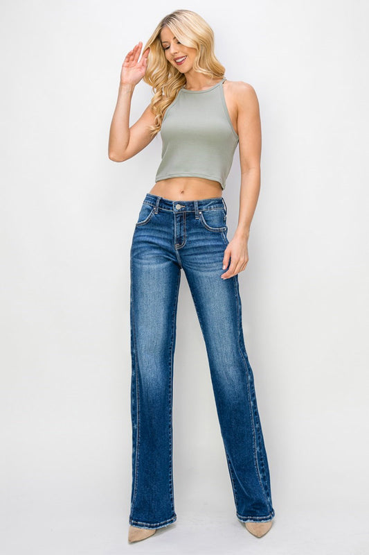TALIA-SIDE STAR PRINT STRAIGHT JEANS