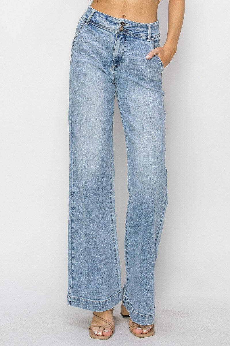 SIERRA DOUBLE BUTTON WIDE LEG JEANS