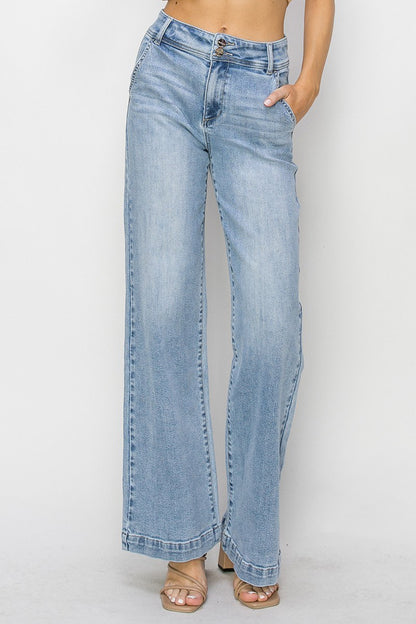 SIERRA DOUBLE BUTTON WIDE LEG JEANS