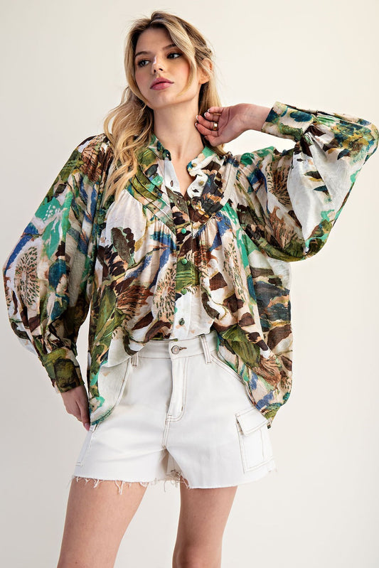 MEADOW-FLORAL PRINT BLOUSE