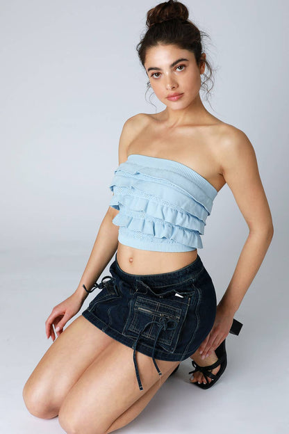 LAYERED RUFFLE TUBE TOP