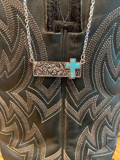 TURQUOISE FAITH BAR NECKLACE