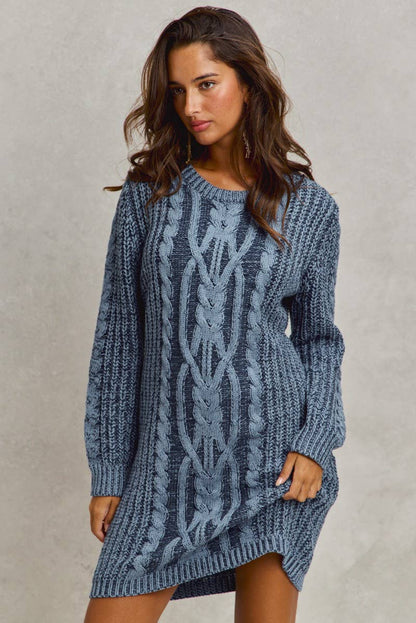 RIDGE KNIT SWEATER MINI DRESS