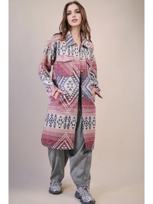 AZTEC & PLAID SHACKET