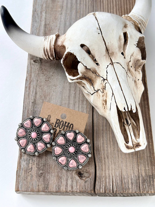 HEART STONE CONCHO EARRINGS