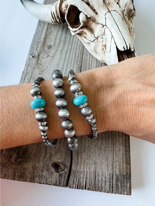 WESTERN PEARL AND BEAD STACKABLE BRACELETS