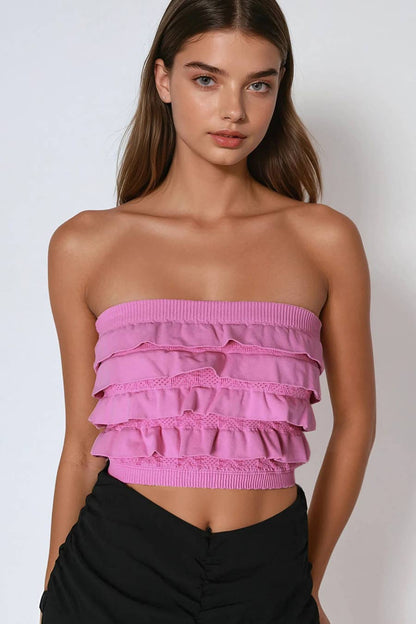 LAYERED RUFFLE TUBE TOP