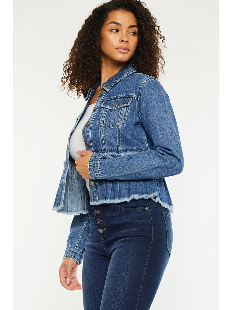 ALEENA PLEATED DENIM JACKET