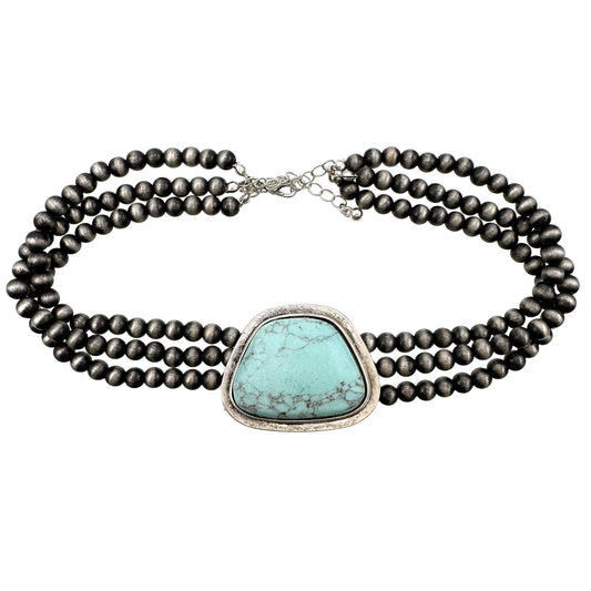 Bohemian Western Stone Turquoise Choker Necklace
