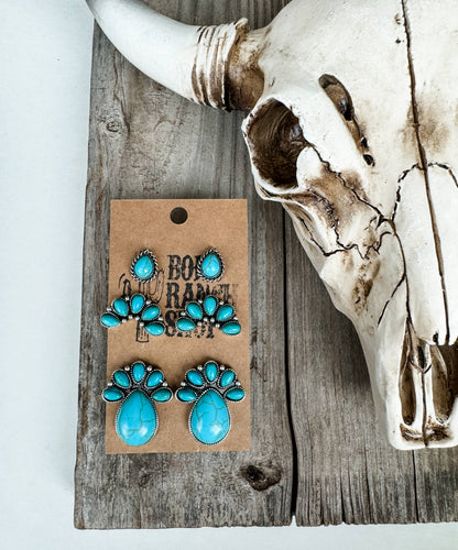 3 PAIR WESTERN EARRING SET
