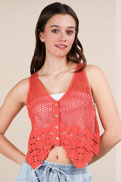 CARRIE CROCHET KNIT BOHO VEST
