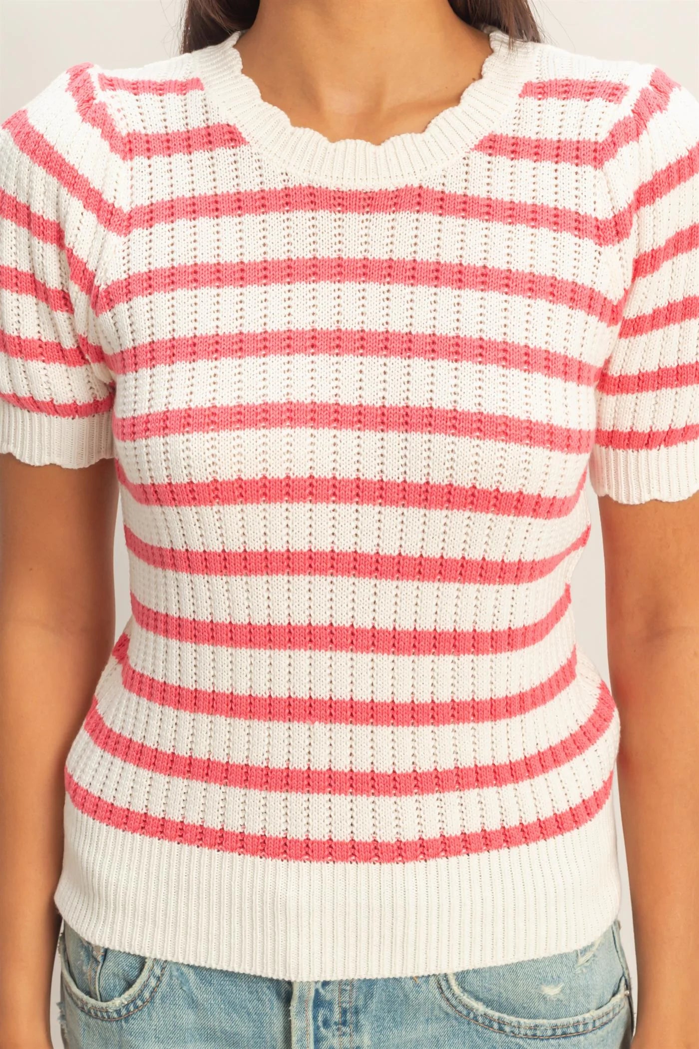 STRIPED PUFF SLEEVE TOP