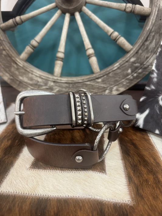ROPER LEATHER BELT WITH RINGS