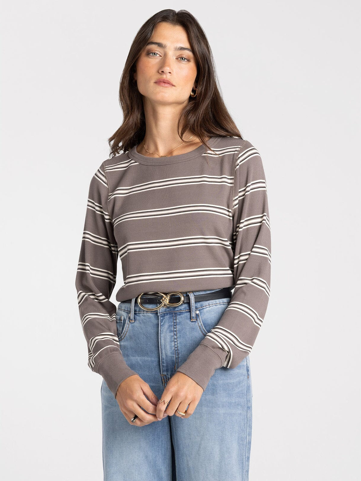 STACY CREW NECK LONG SLEEVE STRIPED TEE